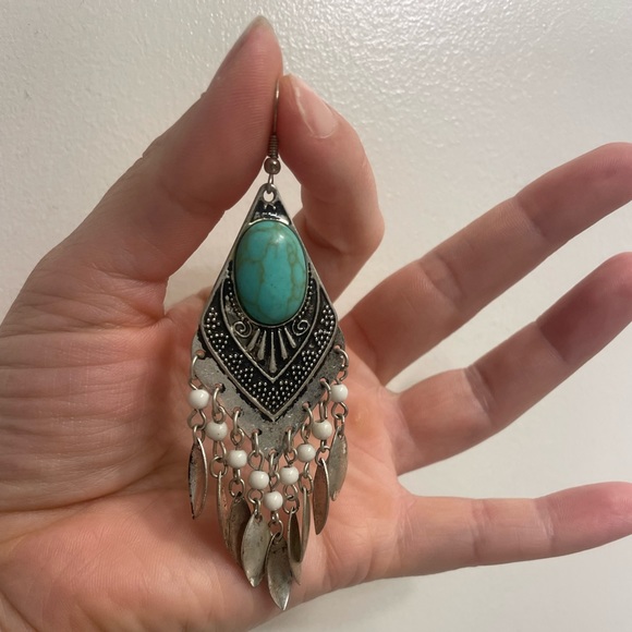 turquoise boho earrings - Picture 2 of 3